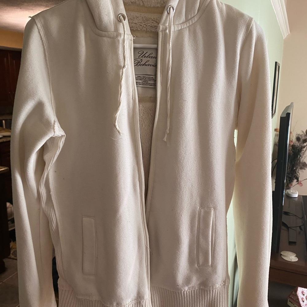 white zip up hoodie